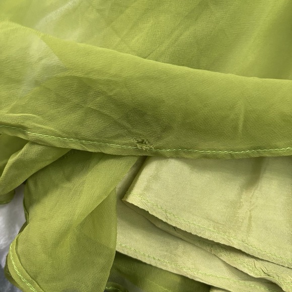 Vintage Green Ruffled Flowy Long Maxi Dress Flutter Fleece Sheer Chiffon Prom - Picture 15 of 15